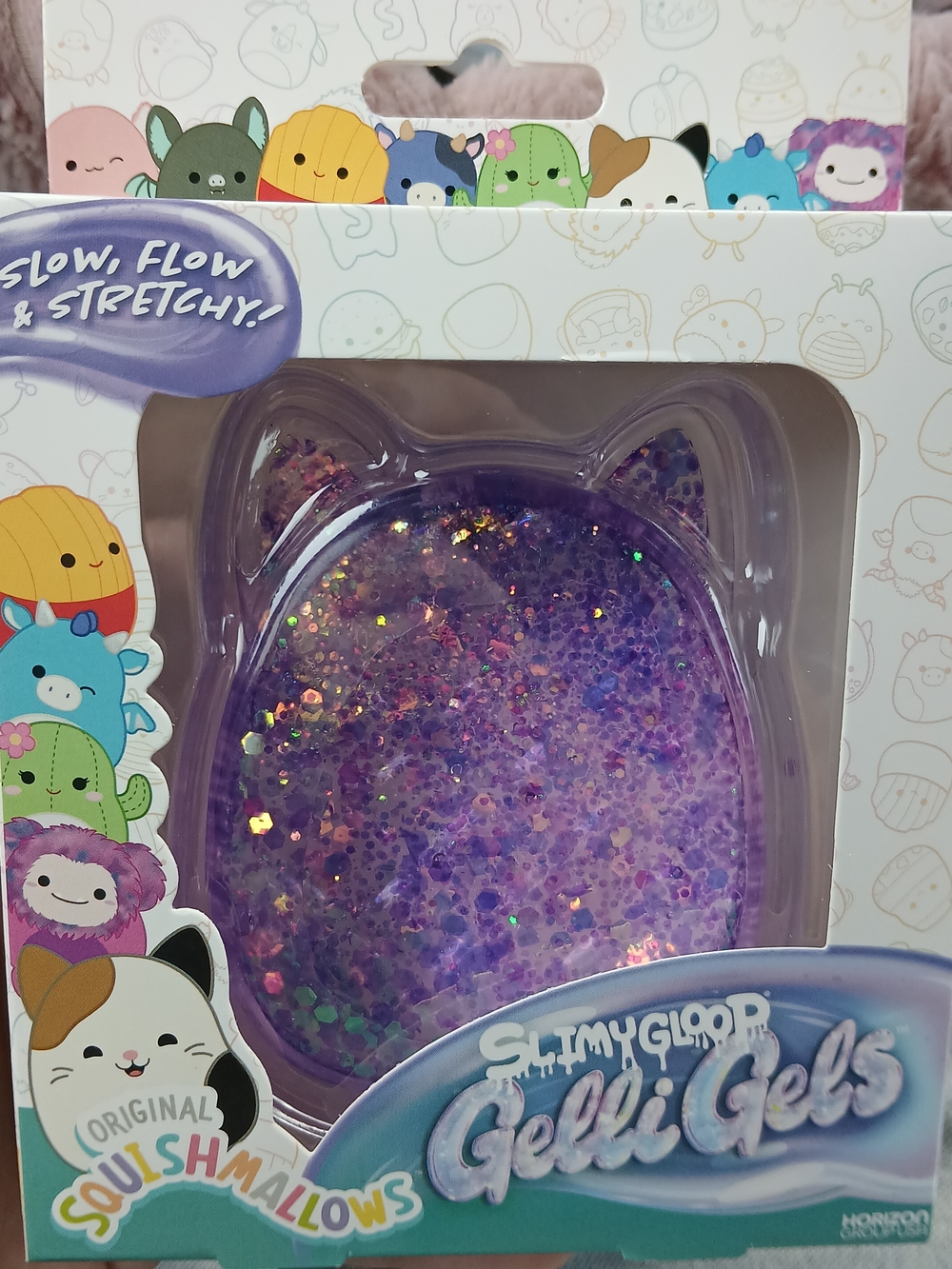 Slimygloop Gelli Gels Purple Glitter Squishmallow Toy